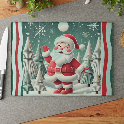 Santa's Joyful Night Glass Cutting Board