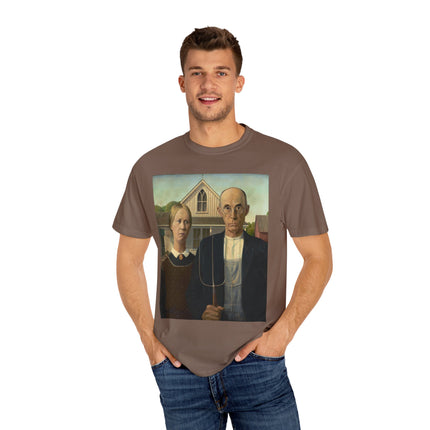 American Gothic by Grant Wood Unisex Garment-Dyed T-shirt