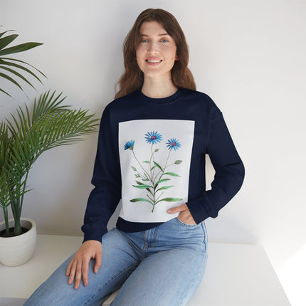 Blue Strawflower by Anselmus Boëtius de Boodt Heavy Blend™ Crewneck Sweatshirt