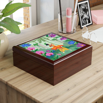🦜🌺 The Parrot Dancer Jewelry Box – Art Deco Tropical Whimsy