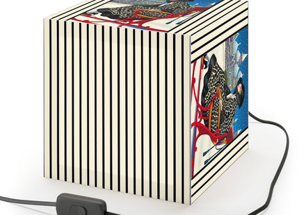 Elegant Winter Woman in Sleigh Light Cube Lamp