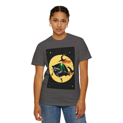 A Witch’s Moonlit Flight Unisex Garment-Dyed T-shirt