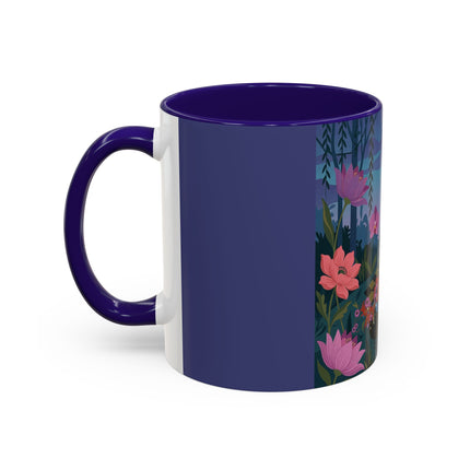 The Lady And The Midnight Birdcage Colorful Mugs – Art Deco Botanical Elegance