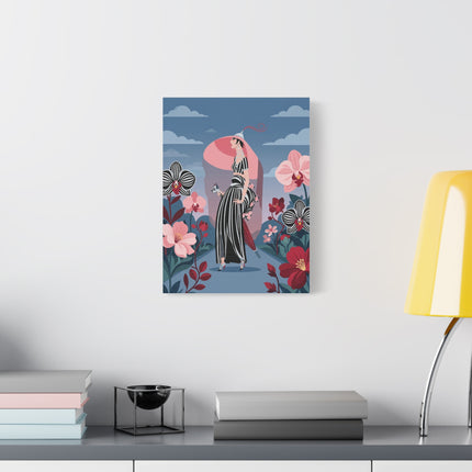 🌸🖤 The Striped Orchid Promenade Placemat – Art Deco Floral Fashion