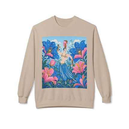 🌟🌸 The Starry Blossom Garden Dancer Midweight Crewneck Sweatshirt – Art Deco Floral Fantasy