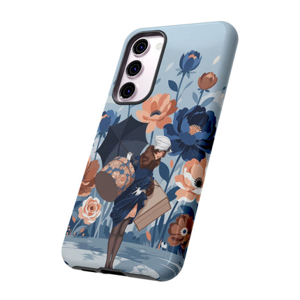 ☂️🌺 The Lady Of The Traveling Garden Phone Case – Art Deco Floral Adventure