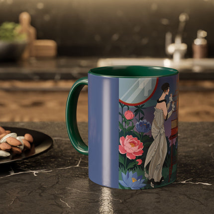 Whispers to the Golden Songbird Colorful Mugs – Art Deco Garden Elegance