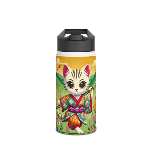 Samurai Kitten Stainless Steel Water Bottle, Standard Lid