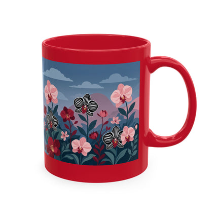 🖤🌸 The Lady Of The Striped Orchid Garden Ceramic Mug – Art Deco Fashion Elegance