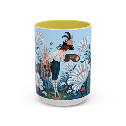 🎨💙 The Enchanted Garden Artist Colorful Mug – Art Deco Floral Whimsy