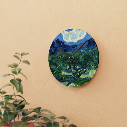 Olive Trees by Vincent Van Gogh Acrylic Wall Clock, Round and Square