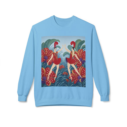 🎭🌺 The Scarlet Flower Garden Dancers Midweight Crewneck Sweatshirt – Art Deco Floral Whimsy