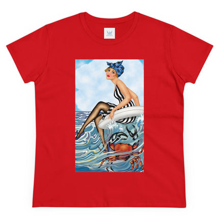Playful Waves and Fashion Follies Women's Midweight Cotton Tee