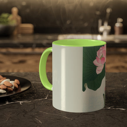 Blooming Lotus Flowers by Ohara Koson Colorful Mugs, 11oz
