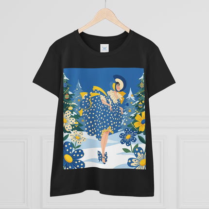 ❄️💙 The Bluebell Christmas Promenade Cotton Tee – Art Deco Holiday Elegance