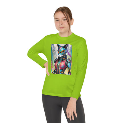 Cyberpunk Chic Youth Long Sleeve Competitor Tee – Holographic Style & Futuristic Adventure