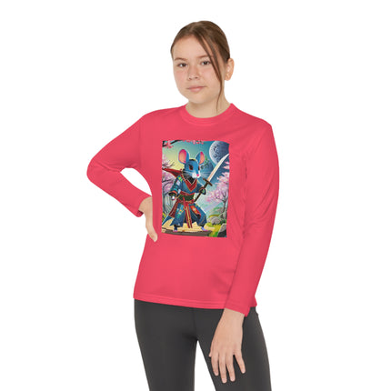 Cyber Samurai Rat Youth Long Sleeve Competitor Tee – Neon Warriors & Futuristic Adventure