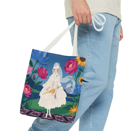 🌸👑 The Lady Of The Enchanted Flower Crown Tote Bag – Art Deco Garden Fantasy