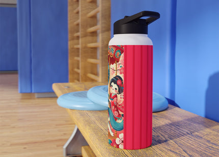 Geisha Kitten's Enchanted Carousel Ride Stainless Steel Water Bottle, Standard Lid