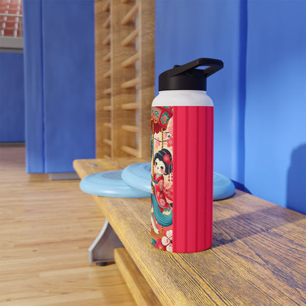 Geisha Kitten's Enchanted Carousel Ride Stainless Steel Water Bottle, Standard Lid