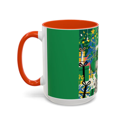 🍀🎄 The Emerald Holly Christmas Colorful Mug – Art Deco Holiday Elegance