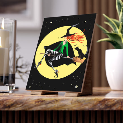 A Witch’s Moonlit Flight Ceramic Tile