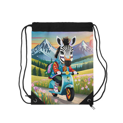 Stripes on Wheels Drawstring Bag