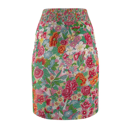 Colorful Flower Pattern by Owen Jones Women's Pencil Skirt (AOP)