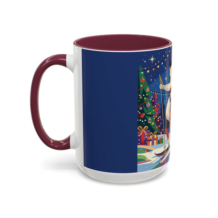 🌙🎿 The Moonlit Christmas Skier Colorful Mug – Whimsical Holiday Fantasy