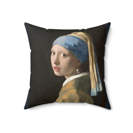 Girl with a Pearl Earring by Johannes Vermeer Spun Polyester Square Pillow
