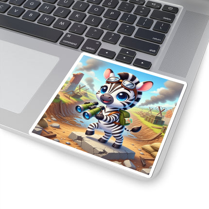 🦓🔭 The Zebra Lookout Kiss-Cut Sticker – Adventure, Curiosity & Explorer Spirit