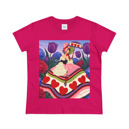 ❤️☂️ The Heart Parasol Promenade Cotton Tee – Art Deco Floral Romance