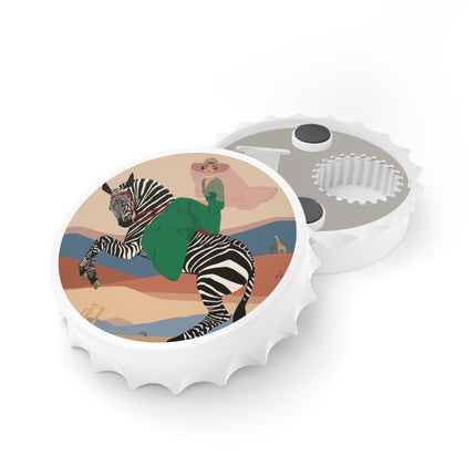 Zebra Rider Bottle Opener – Safari Chic & Art Deco Elegance