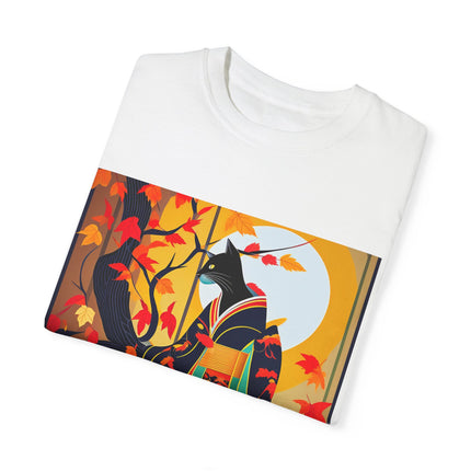 Black Cat in Kimono Unisex Garment-Dyed T-shirt
