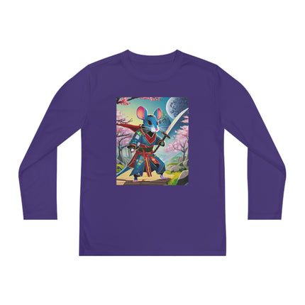 Cyber Samurai Rat Youth Long Sleeve Competitor Tee – Neon Warriors & Futuristic Adventure