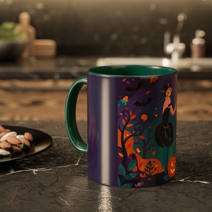 🐈‍⬛🎃 The Midnight Black Cat Masquerade Colorful Mug – Whimsical Halloween Elegance