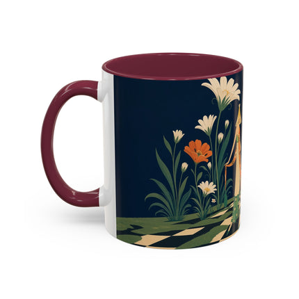 🌼🧡 The Midnight Floral Masquerade Colorful Mug – Art Deco Fashion Fantasy