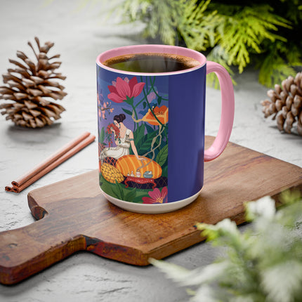 The Garden Of Quiet Reverie Colorful Mugs – Art Deco Botanical Serenity