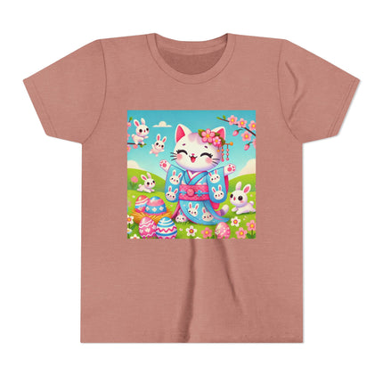 Springtime Kitten’s Easter Joy Youth Short Sleeve Tee