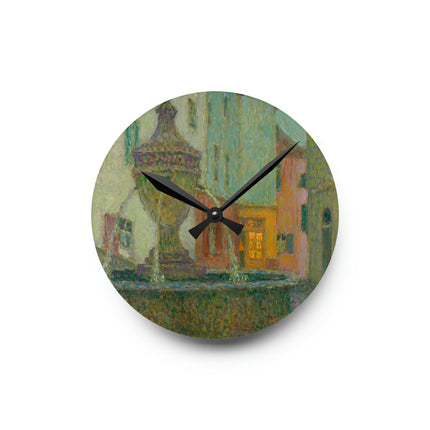 La Fontaine, Saint-Paul De Vence by Henri Le Sidaner Acrylic Wall Clock, Round & Square