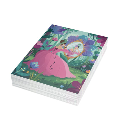🪞🌸 The Enchanted Garden Mirror Greeting Card – Romantic Floral Fantasy