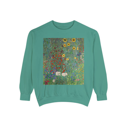 Farm Garden with Sunflowers by Gustav Klimt Unisex Garment-Dyed Sweatshirt