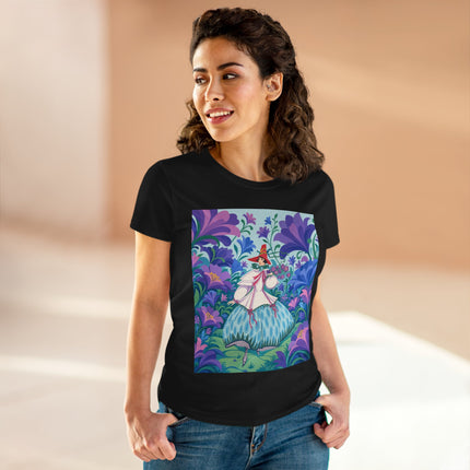 🌸🎶 The Garden Melody Cotton Tee – Art Deco Floral Whimsy