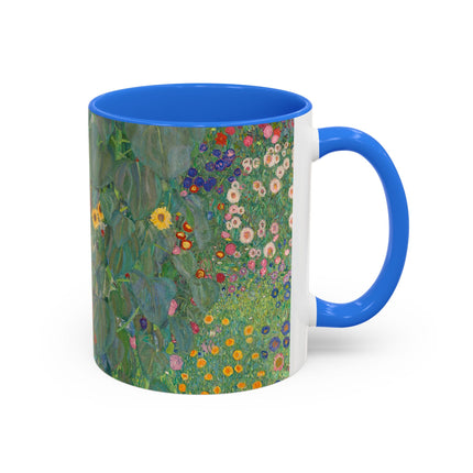 Farm Garden with Sunflowers by Gustav Klimt Colorful Mugs (11oz, 15oz)