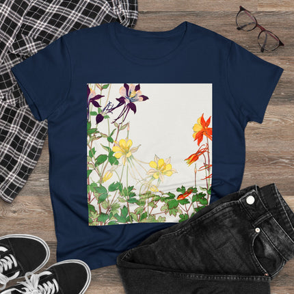 Aquilegia Flowers by Tanigami Kônan Women's Midweight Cotton Tee