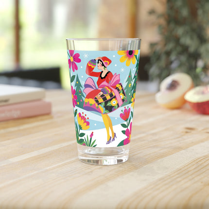 🌸🎄 Christmas In The Winter Garden Pint Glass – Whimsical Holiday Fantasy