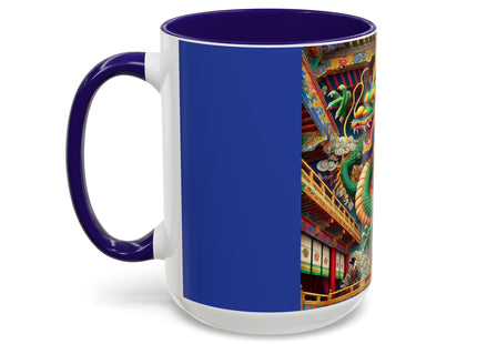 Tibetan Dragon Over Kabuki Duel Colorful Mugs (11oz, 15oz)