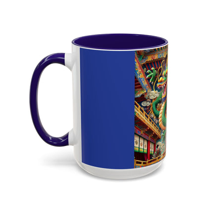 Tibetan Dragon Over Kabuki Duel Colorful Mugs (11oz, 15oz)
