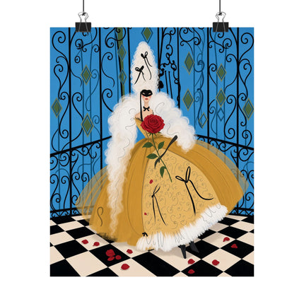 🎭🌹 The Lady Of The Masquerade Rose Matte Vertical Poster – Art Deco Fashion Whimsy