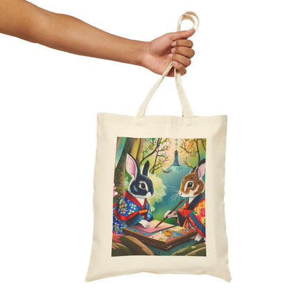 Fairy Animals Writing Wishes Cotton Canvas Tote Bag